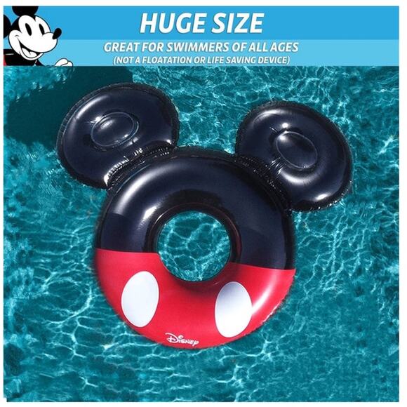⭐️ Disney Mickey Mouse Pool‎ Float Party Tube GoFloats Huge Size Red Black White - Picture 1 of 8